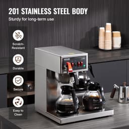 Ekspres przelewowy do kawy o pojemności 12 filiżanek, z 3 szklanymi karafkami i 3 płytami grzewczymi, ze stali nierdzewnej, do parzenia kawy metodą Pour Over, do restauracji, biura, kawiarni - miniatura 9
