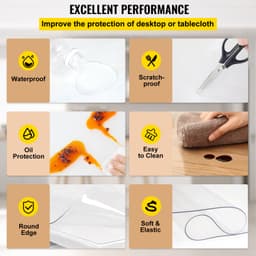 Plastikowy pokrowiec na stół 24 x 60 cali, grubość 1,5 mm, przezroczysty ochraniacz stołu, prostokątny, przezroczysty podkład na biurko, wodoodporny i łatwy w czyszczeniu, do biurowych komód i stolików nocnych - miniatura 8