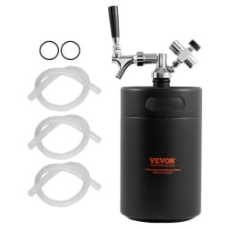 System kranu do piwa, mini beczka 5 l, 170 uncji, ciśnieniowy growler do piwa ze stali nierdzewnej 304, growler do beczki z wyświetlaczem ciśnienia, kran z regulatorem CO2, pierścień zabezpieczający przed przeciekaniem do piwa lane, piwo domowe, piwo rzemieślnicze - miniatura 2