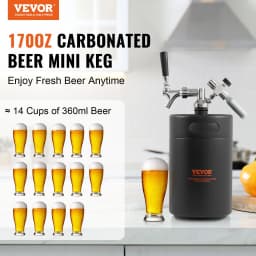 System kranu do piwa, mini beczka 5 l, 170 uncji, ciśnieniowy growler do piwa ze stali nierdzewnej 304, growler do beczki z wyświetlaczem ciśnienia, kran z regulatorem CO2, pierścień zabezpieczający przed przeciekaniem do piwa lane, piwo domowe, piwo rzemieślnicze - miniatura 6