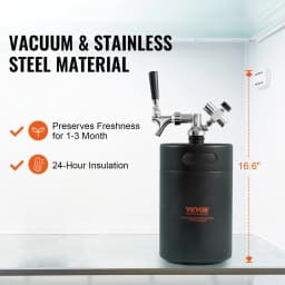 System kranu do piwa, mini beczka 5 l, 170 uncji, ciśnieniowy growler do piwa ze stali nierdzewnej 304, growler do beczki z wyświetlaczem ciśnienia, kran z regulatorem CO2, pierścień zabezpieczający przed przeciekaniem do piwa lane, piwo domowe, piwo rzemieślnicze - miniatura 7