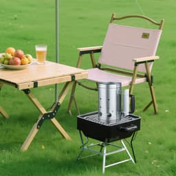 Kominek do rozpalania węgla drzewnego, kominek o dużej pojemności 1,8 kg, wytrzymały kominek do rozpalania grilli węglowych i barbecue, kompaktowa, przenośna zapalniczka węglowa i narzędzie do grillowania, srebrny - miniatura 1