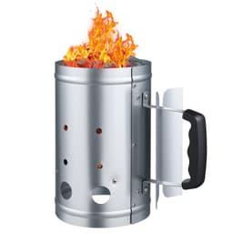 Kominek do rozpalania węgla drzewnego, kominek o dużej pojemności 1,8 kg, wytrzymały kominek do rozpalania grilli węglowych i barbecue, kompaktowa, przenośna zapalniczka węglowa i narzędzie do grillowania, srebrny - miniatura 2