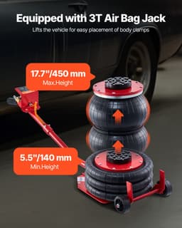 Prostownica do ram samochodowych, 6-torowy sprzęt do naprawy karoserii z podnośnikiem poduszek powietrznych 3T i hydrauliczną pompą nożną 6000 PSI, zawiera 16 narzędzi do prostowania, do warsztatu samochodowego, sedana, SUV-a, pickupa - miniatura 8