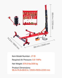 Prostownica do ram samochodowych, 6-torowy sprzęt do naprawy karoserii z podnośnikiem poduszek powietrznych 3T i hydrauliczną pompą nożną 6000 PSI, zawiera 16 narzędzi do prostowania, do warsztatu samochodowego, sedana, SUV-a, pickupa - miniatura 11