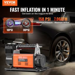 12 V, wytrzymały kompresor powietrza z cyfrowym manometrem i zestawem do pompowania opon, przenośna pompa do opon o wydajności 7,06 CFM, pompa powietrza do jazdy terenowej 150 PSI z adapterami do samochodów ciężarowych, SUV-ów, pojazdów 4x4 i kamperów - miniatura 6