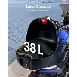 Kufer motocyklowy, uniwersalny, wytrzymały kufer motocyklowy z materiału PP z panelem odblaskowym, wodoodporny, odpinany kufer motocyklowy o pojemności 38 l z podstawą z wieloma otworami, pasujący do 99% ram motocyklowych - miniatura 7