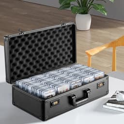 Pudełko do przechowywania kart sportowych z 5 przegródkami, etui z przegródkami z pianki zamykanymi na kod, na 162 karty PSA z 115 kartami BGS, 130 kartami SGC, 585 kartami ładowanymi od góry lub ponad 999 kartami luzem - miniatura 1