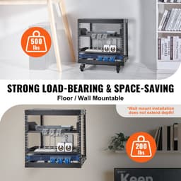 Szafa serwerowa 9U z 4 słupkami i otwartą ramą, regulowana głębokość 58,4–101,6 cm - miniatura 7
