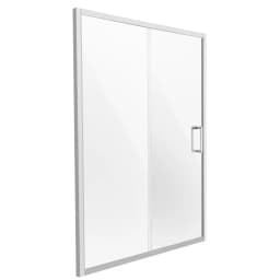 Półramowe drzwi prysznicowe, 57,7-59" szer. x 70" wys., przesuwne drzwi prysznicowe ze szkła hartowanego o grubości 1/4" (6 mm), wodoodporne, odporne na stłuczenie, odporne na plamy NANO, ze stalowymi okuciami, chromowane - miniatura 5