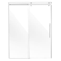 Bezramowe drzwi prysznicowe, 58-59" szer. x 75" wys., przesuwne drzwi prysznicowe ze szkła hartowanego SGCC o grubości 5/16" (8 mm), wodoodporne, odporne na stłuczenie, odporne na plamy NANO, ze stalowymi okuciami, chromowane - miniatura 4