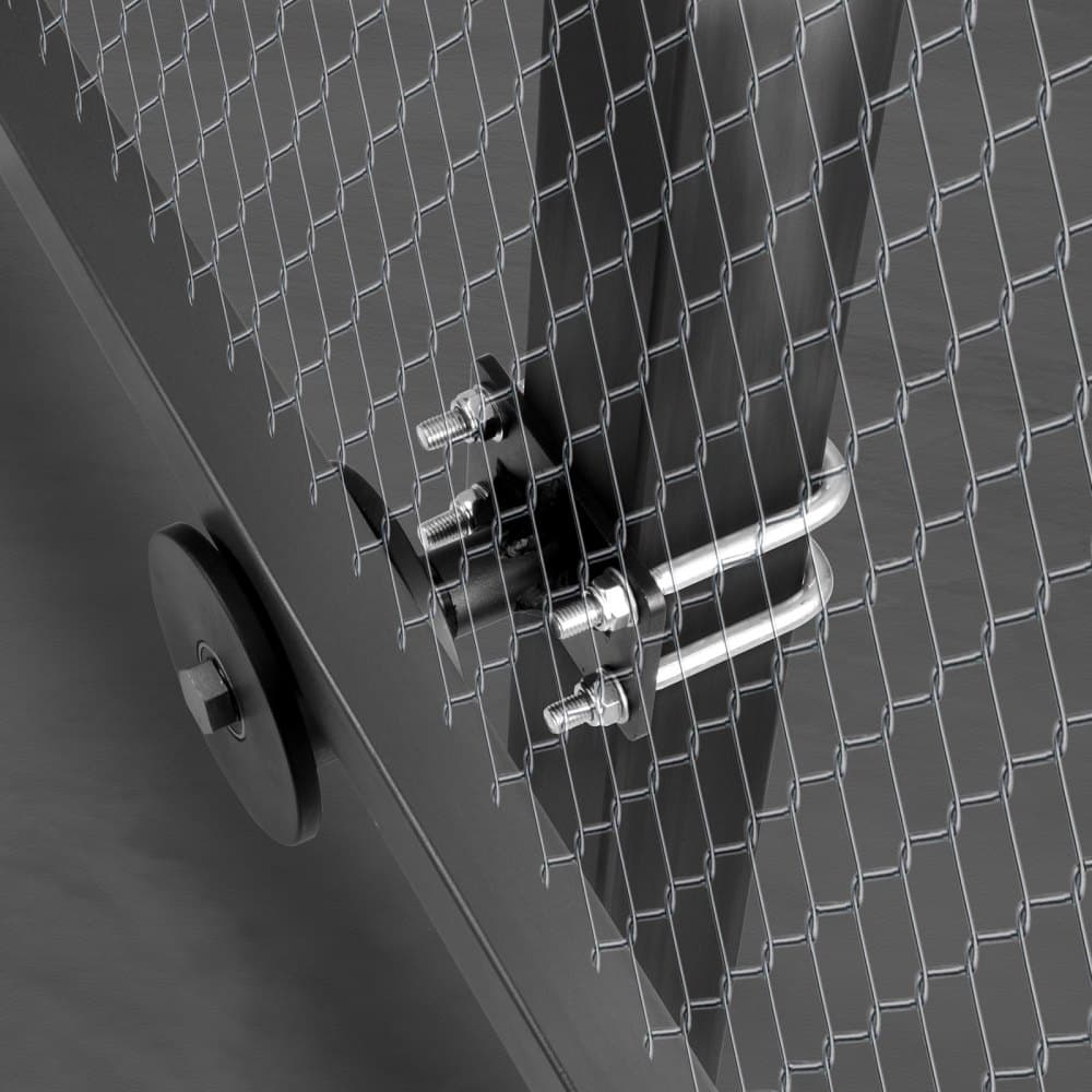 Zestaw do bram przesuwnych, zestaw osprzętu do bram rolowanych z rowkiem w kształcie litery H do bram przesuwnych wspornikowych i drzwi rolowanych, rolki do bram przesuwnych z 4 kołami jezdnymi, wytrzymała rolka przesuwna, kolor czarny