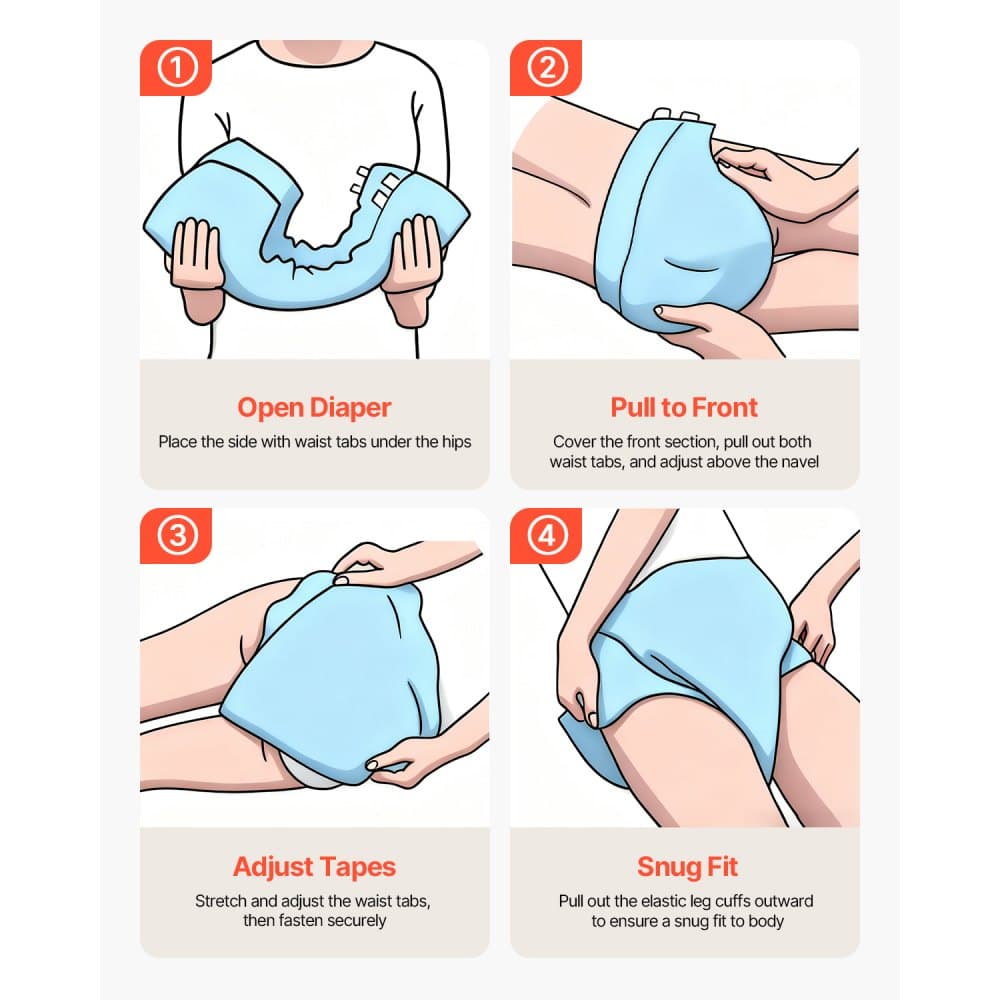 Majtki dla dorosłych z zakładkami, superchłonne majtki na nietrzymanie moczu dla mężczyzn i kobiet, jednorazowe pieluchomajtki dla dorosłych z nieprzeciekającą osłoną 3D Surround Guard i wskaźnikiem wilgoci – rozmiar M, 40 sztuk (4 opakowania po 10 sztuk)