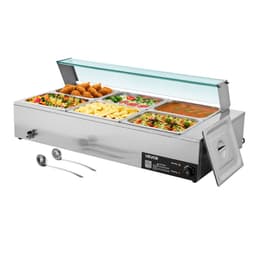 Komercyjny podgrzewacz do żywności, elektryczny podgrzewacz parowy ze stali nierdzewnej o mocy 1500 W z pokrywą szklaną, 6 patelni o rozmiarze 1/2 cala, bufetowa bemarowa bemarowa z zupą i perforowanymi chochlami, do cateringu, restauracji i imprez - miniatura 12