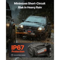 Wyciągarka elektryczna, udźwig 4500 kg, 12 V DC, do samochodów ciężarowych, z liną syntetyczną Φ8,9 mm x 27,4 m, bezprzewodowy i przewodowy pilot zdalnego sterowania, wodoodporność IP67, do holowania terenowych SUV-ów, przyczep Jeep, łodzi - miniatura 9