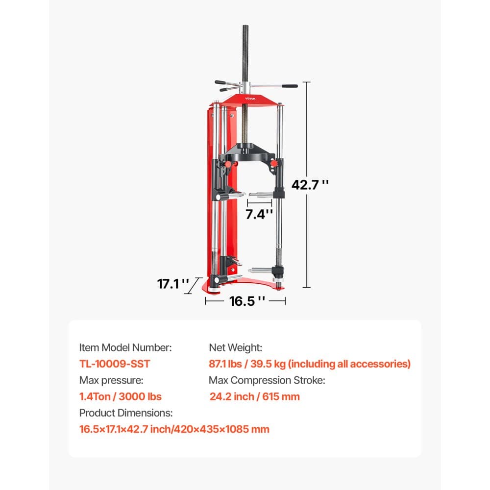 Kompresor sprężyn amortyzatorów, regulacja 4-stopniowa, kompresor sprężyn amortyzatorów z wszechstronnymi opcjami montażu i wielofunkcyjnymi hakami do ściskania sprężyn śrubowych do 3000 funtów, pasuje do SUV-ów, ciężarówek i pickupów