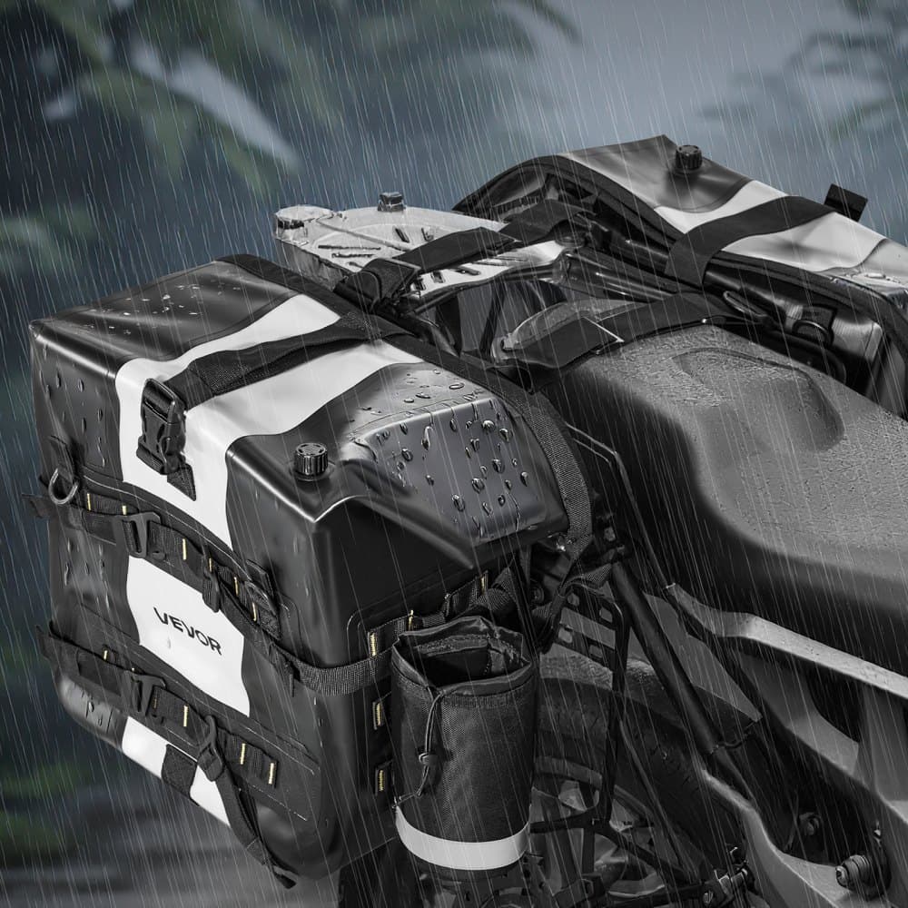 Sakwa motocyklowa, 56 l (28 l x 2), duża pojemność, kompatybilna z większością motocykli, wodoodporna tkanina, do przechowywania bagażu sportowego na motocyklu, z odpinaną wewnętrzną torbą, czarna
