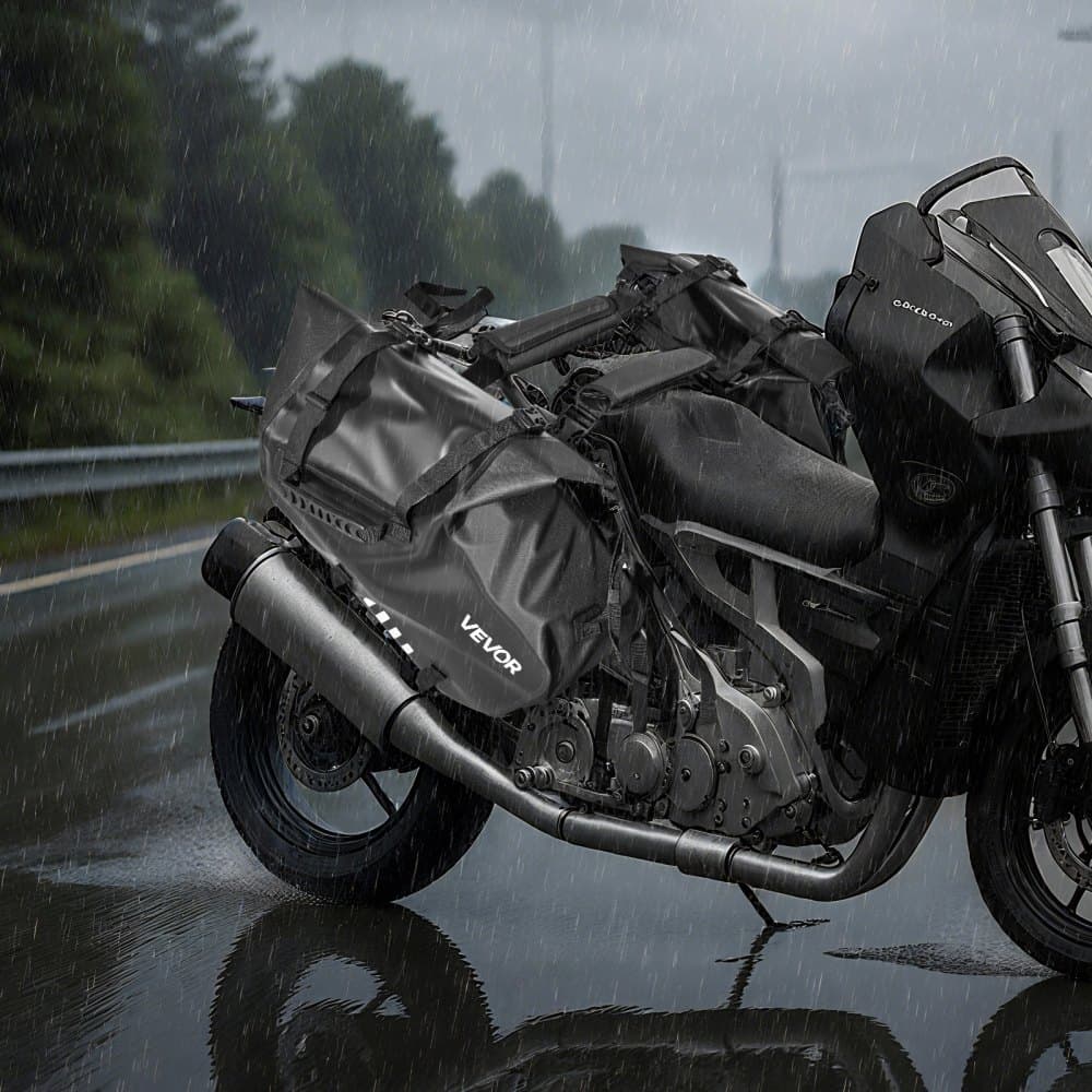 Sakwy motocyklowe, 28 l (14 l x 2), duża pojemność, boczne sakwy, kompatybilne z większością motocykli, wodoodporna torba na ramię do przechowywania bagażu sportowego na świeżym powietrzu z dolnym paskiem, czarna