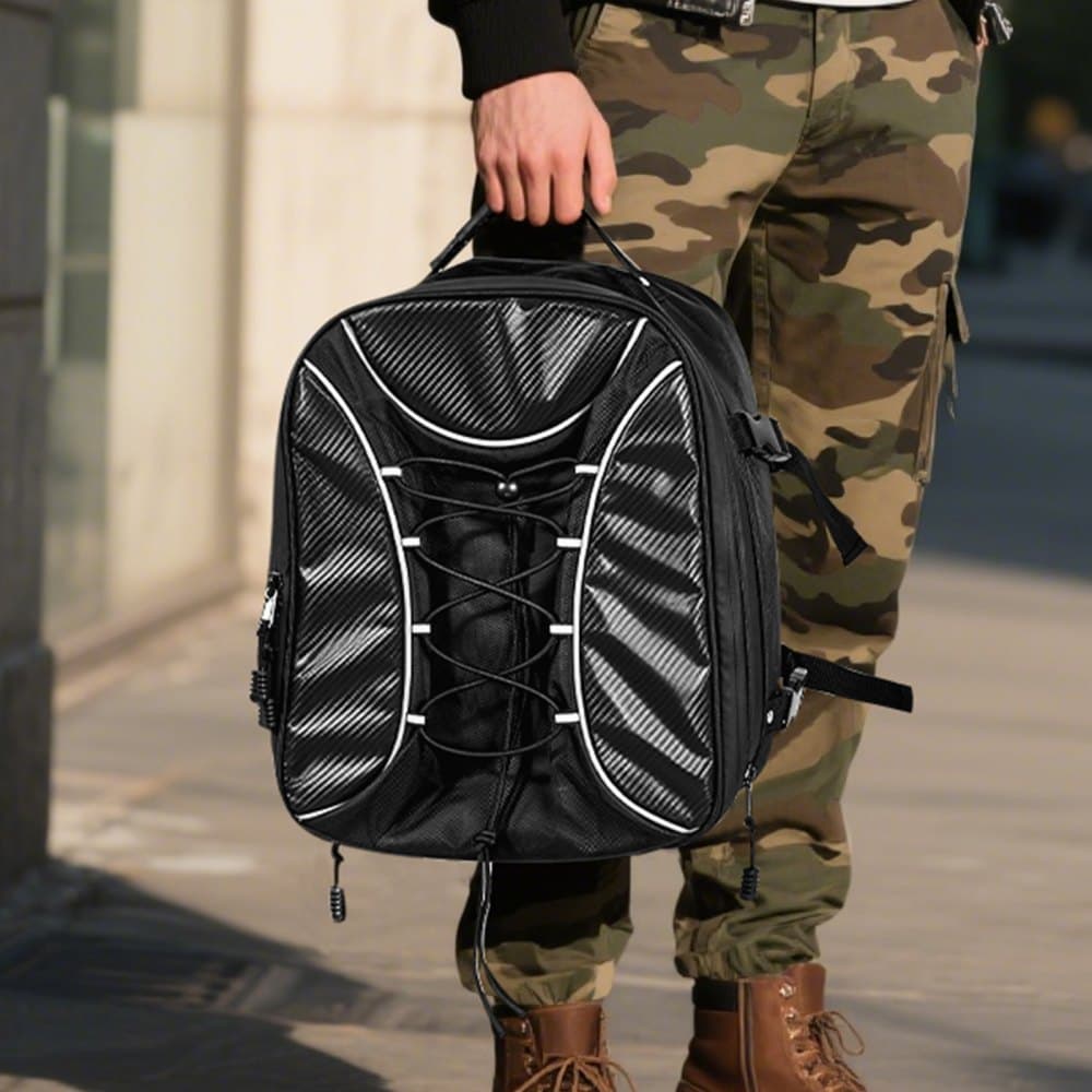 Torba na tylną kanapę motocykla, 22-34 l, rozszerzalna, z wodoodporną osłoną przeciwdeszczową, plecak sportowy do przechowywania bagażu motocyklowego, torba z paskami, kieszenią i elastyczną linką, czarna