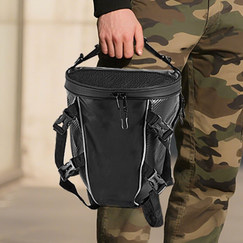 Torba na tylną część motocykla, 10-litrowa torba na tylne siedzenie motocykla z wodoodporną osłoną przeciwdeszczową, bagażnik motocyklowy do uprawiania sportów na świeżym powietrzu, plecak, torba z paskiem na ramię i wewnętrzną kieszenią, czarna