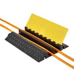 Rampa ochronna na kable, udźwig 9979 kg/oś, 2-kanałowa, wytrzymała osłona przewodu gumowego, kanał 100 x 75 mm, próg zwalniający z otwieraną górną pokrywą, do użytku wewnątrz i na zewnątrz, 1 opakowanie - miniatura 3