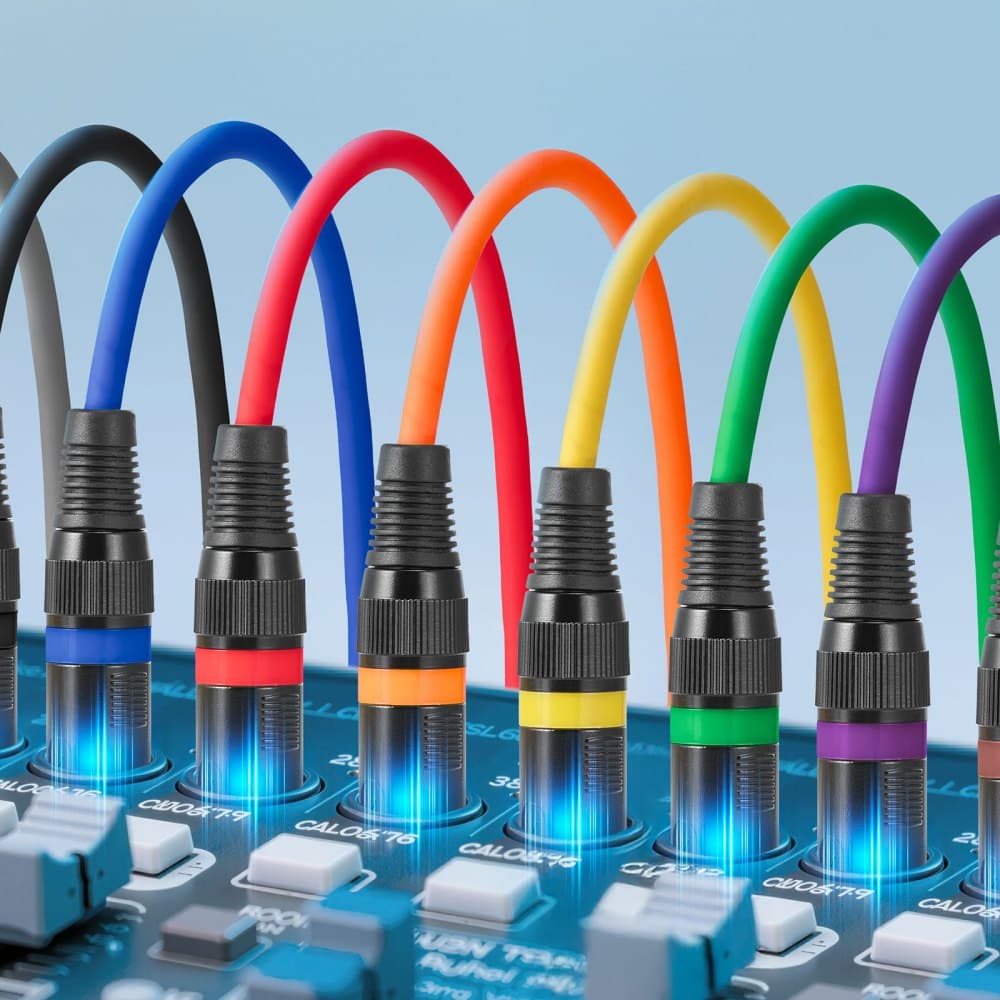 Kabel XLR 1 m, 10 szt., ekranowany, symetryczny, DMX, męski na żeński, pozłacany, 3-pinowy, XLR, przewody mikrofonowe i głośnikowe, do oświetlenia scenicznego, mikrofonów, wzmacniaczy, mikserów, systemów głośnikowych