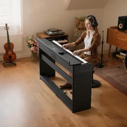 Cyfrowe pianino ważone, 88 klawiszy, w pełni ważone, klawiatura pianina elektrycznego ze stojakiem, zasilacz, potrójny pedał, 680 tonów, obsługa połączenia bezprzewodowego, ze słuchawkami, dla początkujących - miniatura 1