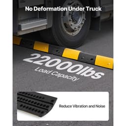 1000 mm gumowy próg zwalniający, 2 sztuki, 2-kanałowy, wytrzymały próg zwalniający, nośność osi 9979 kg, rampa ochronna na kable ze śrubami rozporowymi, do podjazdów i dróg z betonu asfaltowego, żwiru - miniatura 7
