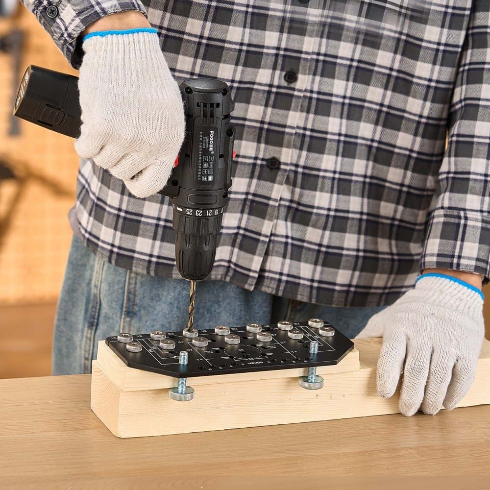 Szablon do wiercenia otworów pod kołki półkowe i zawiasy, 2 w 1, aluminiowy szablon do wiercenia otworów pod okucia meblowe z wiertłami 6,4 i 4,8 mm, do drzwi szafek, regałów, szaf, stolarki i majsterkowania