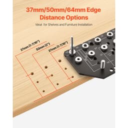 Szablon do wiercenia otworów pod kołki półkowe i zawiasy, 2 w 1, aluminiowy szablon do wiercenia otworów pod okucia meblowe z wiertłami 6,4 i 4,8 mm, do drzwi szafek, regałów, szaf, stolarki i majsterkowania - miniatura 8