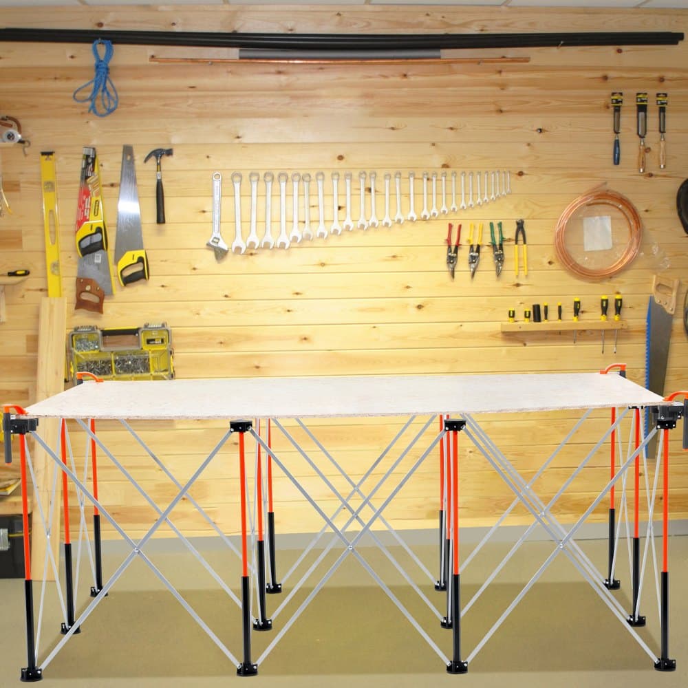 Przenośny składany stół warsztatowy, 1865 x 1261 mm, rozkładany stół warsztatowy, udźwig 2041 kg, bez montażu, składany stojak roboczy z torbą do przechowywania, blat NIE jest dołączony, do garażu, warsztatu, pracy na zewnątrz