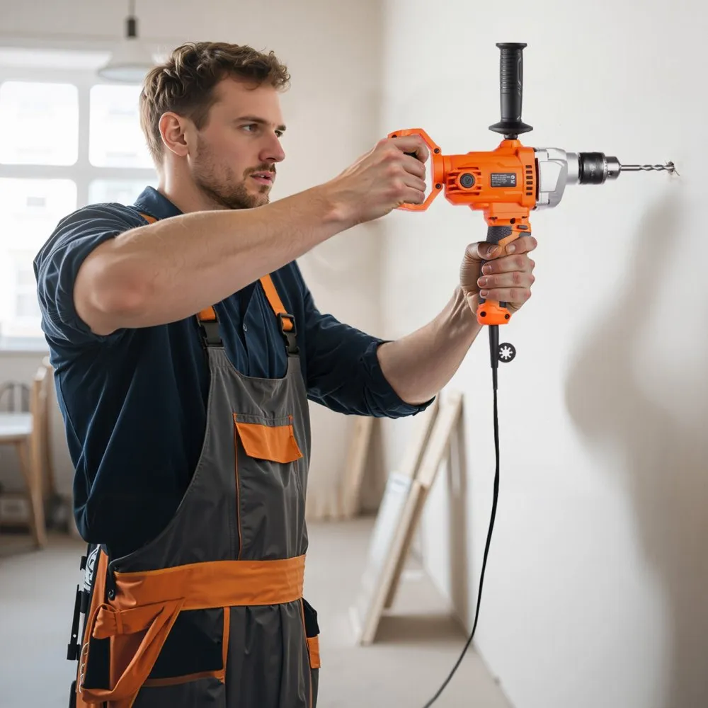 Wiertarka mieszająca, 15,89 mm, przewodowa wiertarko-mieszarka elektryczna, 0-850 obr./min, 3,2 A, wiertarki mieszające, wiertarki z uchwytem w kształcie litery D do wiercenia i mieszania, ręczne mieszalniki cementu do pasz, farb i cementu