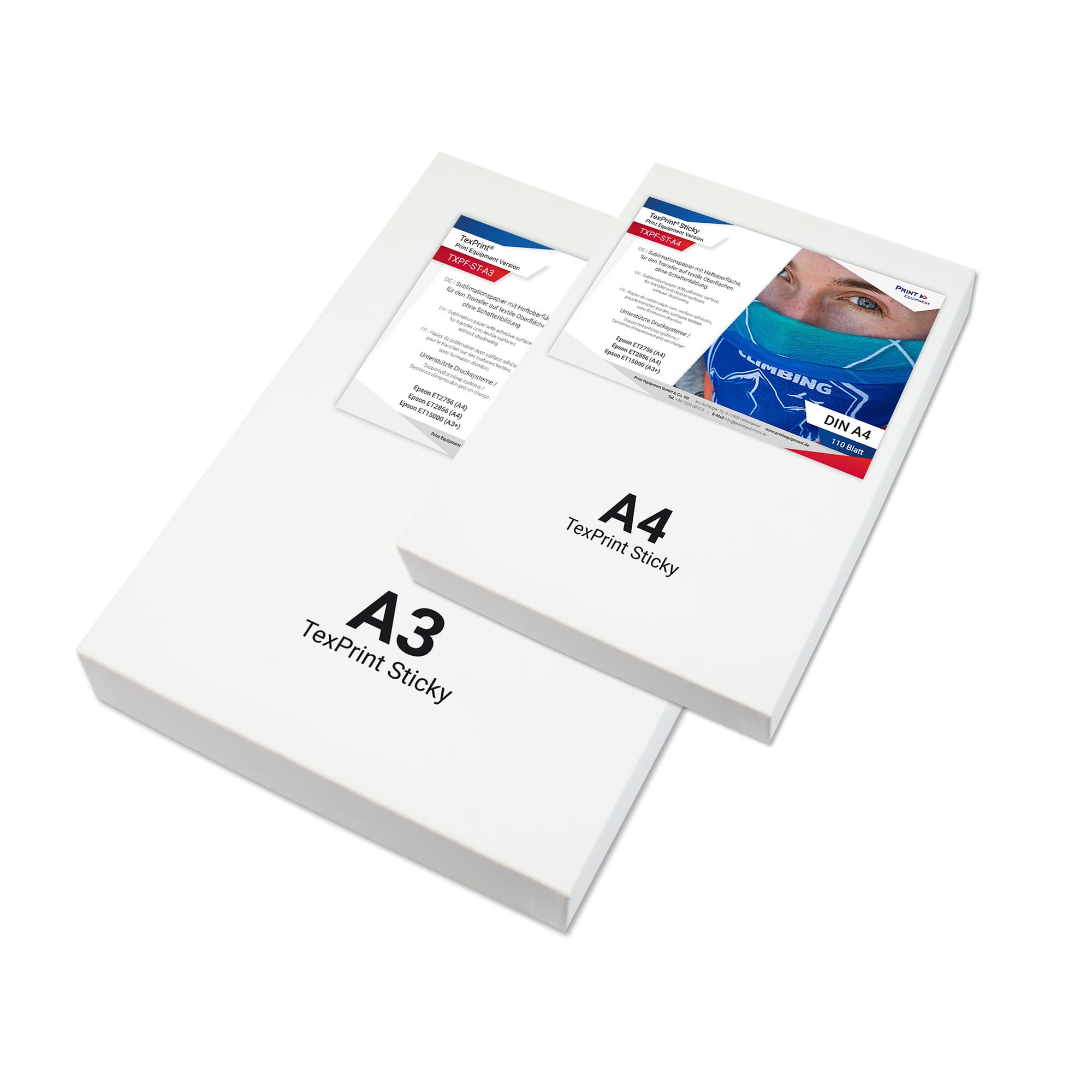 TexPrint® Sticky, papier sublimacyjny z powierzchnią klejącą, różne formaty, 110 arkuszy/opakowanie