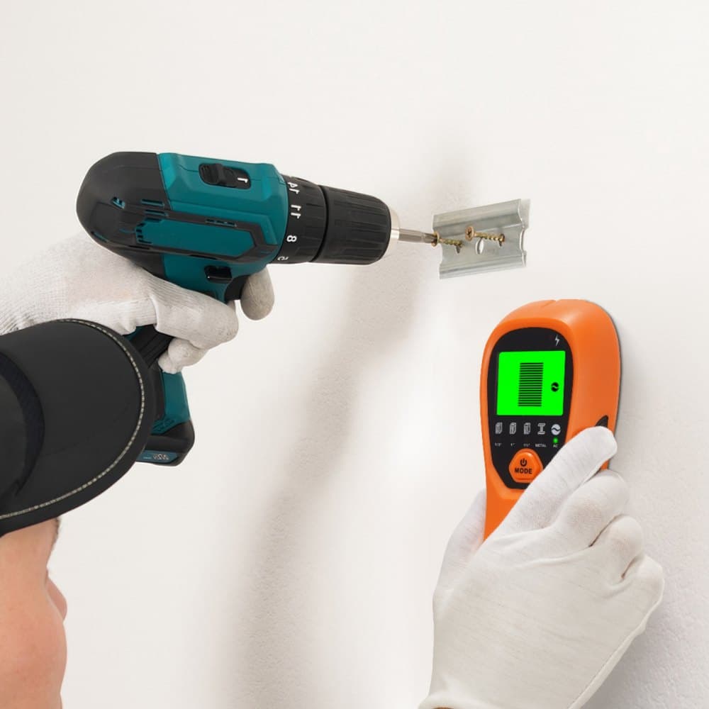 Wykrywacz kołków ściennych Stud Finder Wall Scanner, 5 w 1, elektroniczny wykrywacz kołków ściennych z inteligentnym czujnikiem, wyświetlaczem LCD o wysokiej rozdzielczości i alarmem dźwiękowym, do wykrywania środka i krawędzi metalu, przewodów AC, belek, rur, pomarańczowy