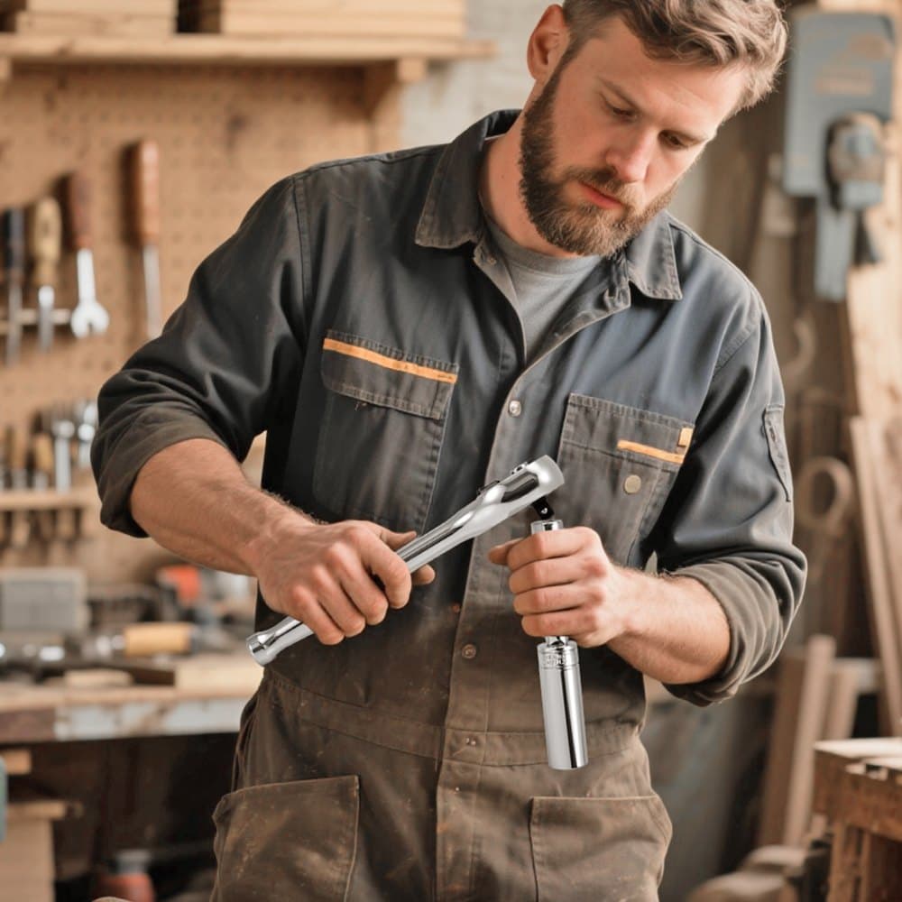 Zestaw nasadek, 76 elementów, nasadki z napędem 9,5 mm i grzechotką, SAE i metryczne, głębokie i płytkie, zestaw narzędzi mechanicznych z akcesoriami i walizką, stal stopowa CR-V, do napraw samochodowych