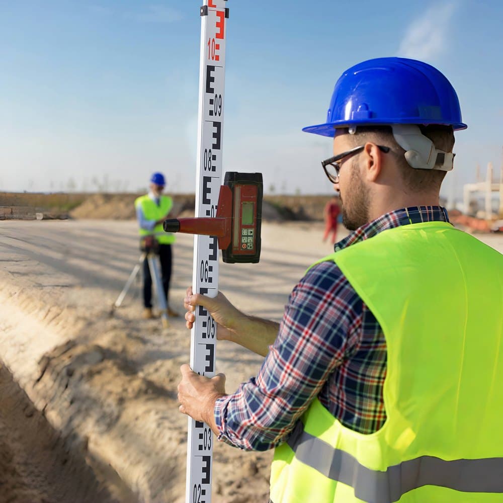 Aluminiowy pręt pomiarowy, metryczny teleskopowy pręt pomiarowy 5 m, dwustronna skala w cm/mm, pręt poziomujący, aluminiowy pręt pomiarowy z poziomicą pęcherzykową i torbą transportową do pomiaru domów, ścian, podłóg