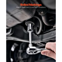 Zestaw nasadek, 163 elementy, 9,5, 6,4 i 12,7 mm, zestaw narzędzi nasadowych, SAE i metrycznych, głębokich i standardowych, zestaw narzędzi mechanicznych z walizką, chromowana stal stopowa CR-V, do napraw samochodowych - miniatura 8