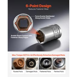 Zestaw nasadek, 163 elementy, 9,5, 6,4 i 12,7 mm, zestaw narzędzi nasadowych, SAE i metrycznych, głębokich i standardowych, zestaw narzędzi mechanicznych z walizką, chromowana stal stopowa CR-V, do napraw samochodowych - miniatura 7