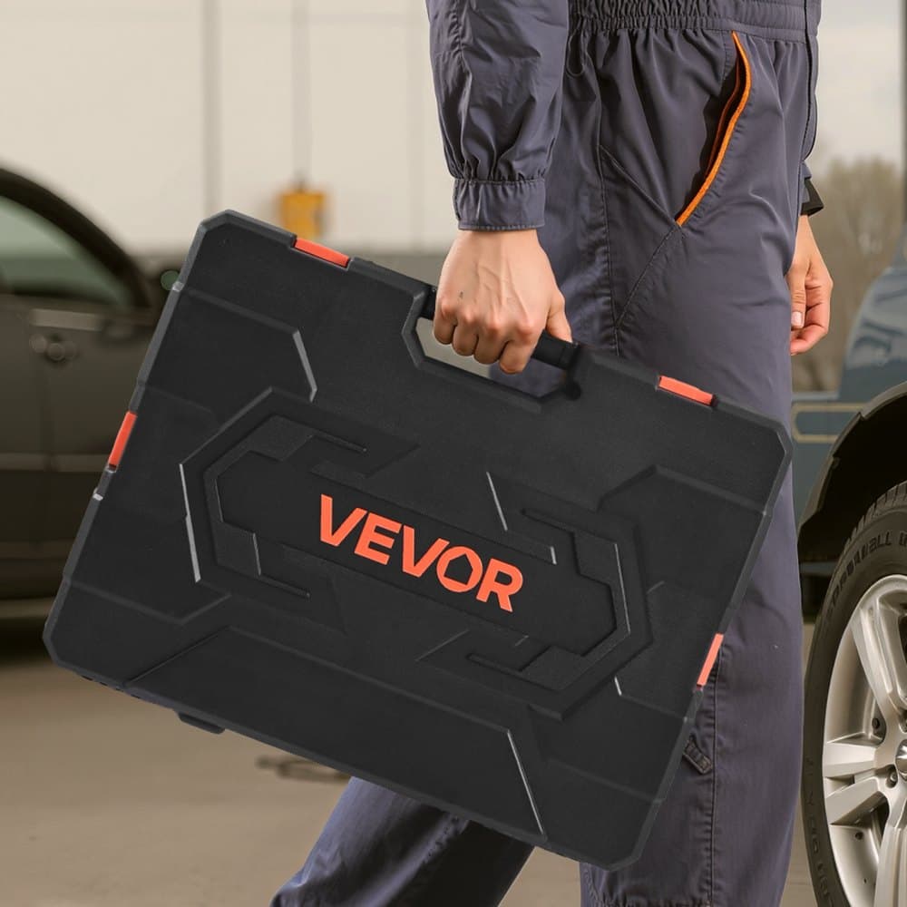 Zestaw nasadek, 225 elementów, 9,5, 6,4 i 12,7 mm, nasadki i grzechotki, SAE i metryczne, głębokie i płytkie, zestaw narzędzi mechanicznych z bitami, akcesoriami, etui, stal stopowa CR-V, do napraw