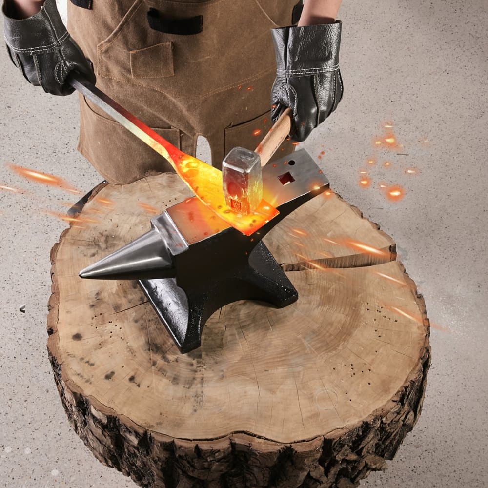 Kowadło jednorogowe, kowadło ze staliwa o udźwigu 55 funtów, bardzo twarde, wytrzymałe, okrągłe kowadło rogowe dla kowali, z dużym blatem i stabilną podstawą, narzędzie do obróbki metalu, do gięcia, kształtowania i skręcania