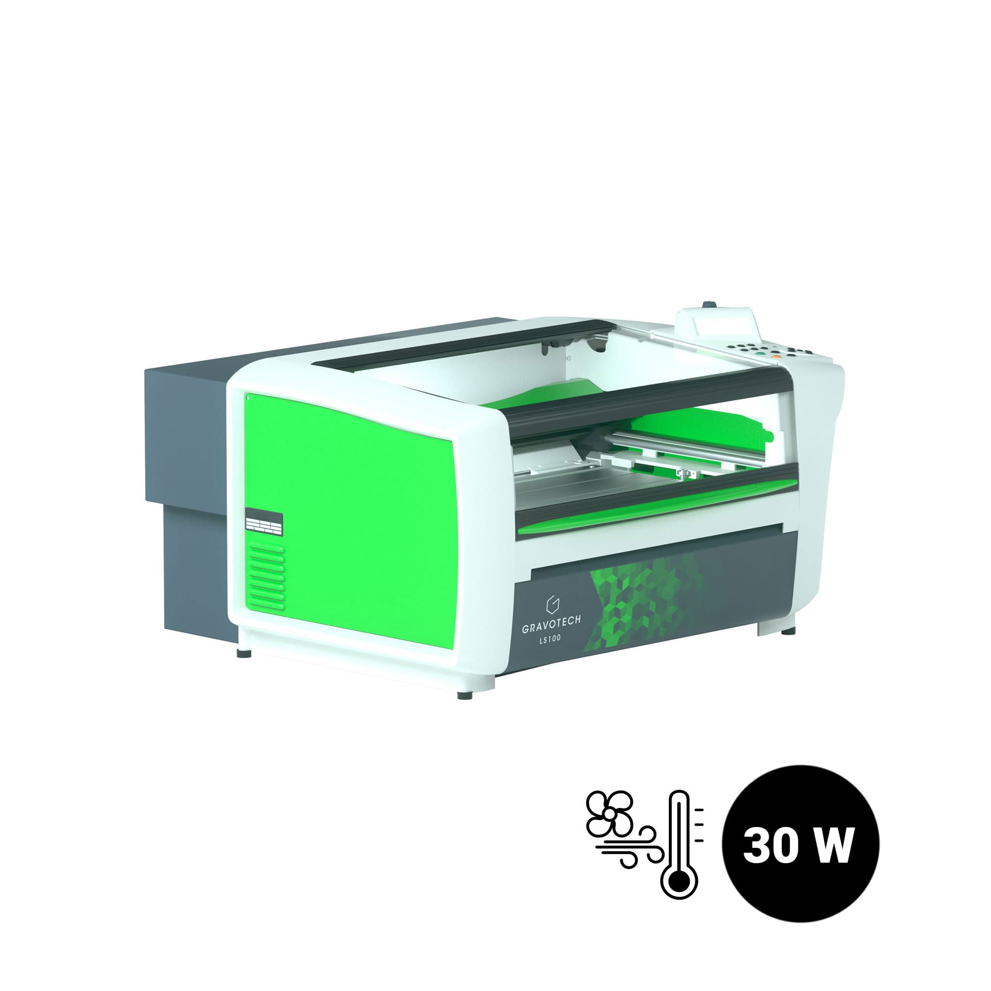 Grawerka laserowa CO2 Gravotech LS100, laser CO2 o mocy 30 W z chłodzeniem powietrznym