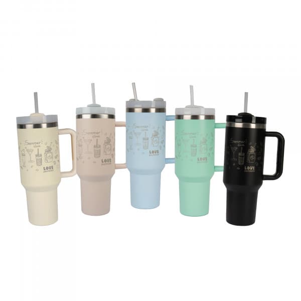 Kubek termiczny ze stali nierdzewnej 40oz, Ø 100 mm, nowej generacji do druku laserowego i UV, powierzchnia matowa, różne kolory