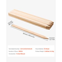 Drewniane paliki ogrodowe, 25 szt. 12,7×38,1×914,4 mm, paliki geodezyjne, paliki do wbijania w ziemię z ostrym końcem, paliki do podtrzymywania roślin z drewna jodłowego, słupki do oznakowania granic podwórka i ogrodzenia przeciwmułowego - miniatura 11