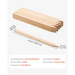 Drewniane paliki ogrodowe, 25 szt. 12,7×38,1×609,6 mm, paliki geodezyjne, paliki do wbijania w ziemię z ostrym końcem, paliki do podtrzymywania roślin z drewna jodłowego, słupki do oznakowania granic podwórka i ogrodzenia przeciw mułowi - miniatura 11
