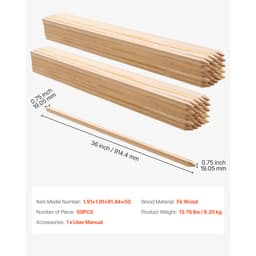 Drewniane paliki ogrodowe, 50 szt. 19,05×19,05×914,4 mm, paliki geodezyjne, paliki do wbijania w ziemię z ostrym końcem, paliki do podtrzymywania roślin z drewna jodłowego, słupki do znaków drogowych do linii bazowych ogrodzenia przeciw mułowi - miniatura 11