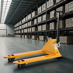 Wózek paletowy ręczny o udźwigu 2,5 t z widłami o wymiarach 122 l x 68,6 szer. cm do transportu materiałów, zakres wysokości podnoszenia 85–180 mm, odpowiedni do magazynów, supermarketów i zakładów produkcyjnych - miniatura 1