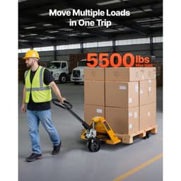 Wózek paletowy ręczny o udźwigu 2,5 t z widłami o wymiarach 122 l x 68,6 szer. cm do transportu materiałów, zakres wysokości podnoszenia 85–180 mm, odpowiedni do magazynów, supermarketów i zakładów produkcyjnych - miniatura 6