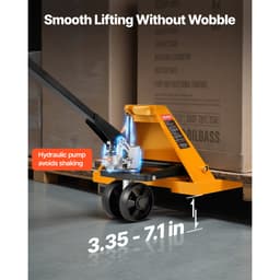 Wózek paletowy ręczny o udźwigu 2,5 t z widłami o wymiarach 122 l x 68,6 szer. cm do transportu materiałów, zakres wysokości podnoszenia 85–180 mm, odpowiedni do magazynów, supermarketów i zakładów produkcyjnych - miniatura 7