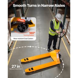 Wózek paletowy ręczny o udźwigu 2,5 t z widłami o wymiarach 122 l x 68,6 szer. cm do transportu materiałów, zakres wysokości podnoszenia 85–180 mm, odpowiedni do magazynów, supermarketów i zakładów produkcyjnych - miniatura 8