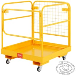 Klatka bezpieczeństwa do wózka widłowego, udźwig 544,3 kg, 91,4 x 91,4 cm, składana platforma robocza do wózka widłowego z blokowanymi kołami obrotowymi, otworem spustowym i łańcuchem mocującym, mieści 1–2 osoby dorosłe, idealna do prac na wysokości - miniatura 2